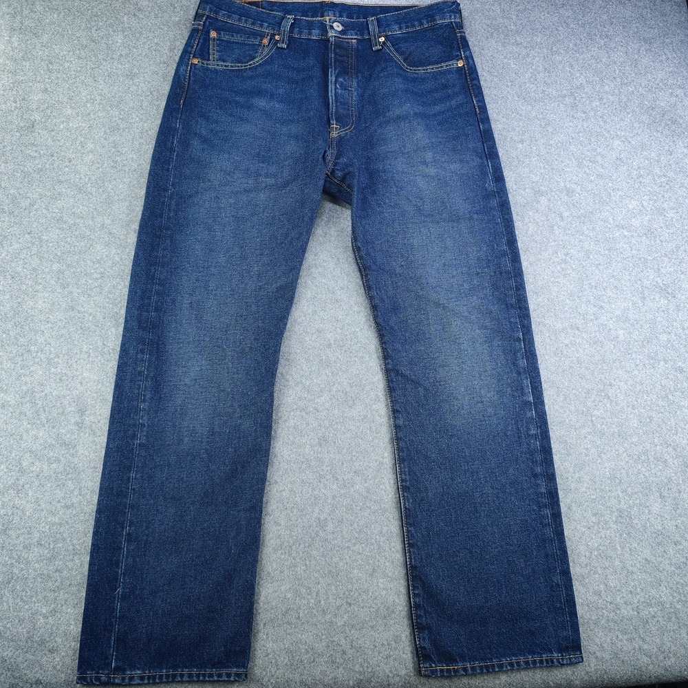 Levis 501 Jeans Mens 34x30 Dark Wash Straight Leg Denim 100% Cotton